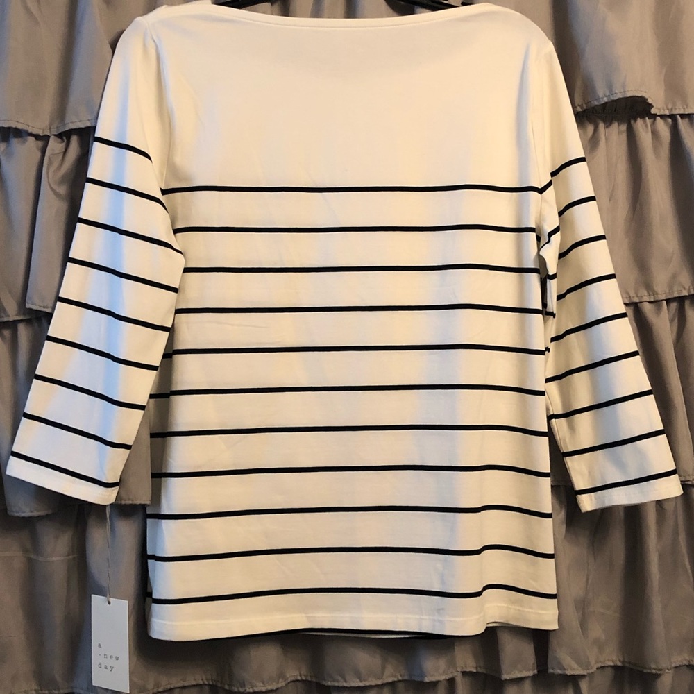 Black and white striped blouse